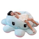(90 cm - bleu) peluche pieuvre réversible, grand coussin en peluche pieuvre, jouets (90 cm - bleu) peluche pieuvre réversible, grand coussin en peluche pieuvre, jouets
