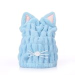 Accessoires de bain en forme d'oreilles de chat, chapeau en velours de corail pour cheveux secs, casquette ...