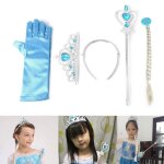Accessoires pour cheveux de princesse, 4 pices, gant de perruque couronne pour enfants + perruque pour ...