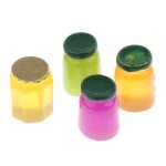 Accessoires de dcoration de cuisine miniatures pour maison de poupe, 4 pots de confiture, nourriture ...