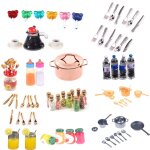 Accessoires de maison de poup�e miniature, ensemble de jouet comprenant assiette, confiture, boisson, ...