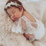 Accessoires de photographie pour nouveau - n�s, 2 pi�ces, tenues, barboteuse en dentelle, bandeau, ensemble ...