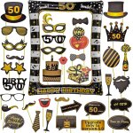 Accessoires de photomaton 50me anniversaire unisexe funny masquerade kit photobooth + cadre photocall ...