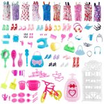 Accessoires de poupe pour barbie, 94 pices, vtements de poupe, mini chaussures, sac a main, vlo, ...