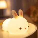 Adorable veilleuse lapin - led rechargeable 7 couleurs pour chambre d'enfant, idale pour le sommeil ...