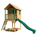 Aire de jeux avec bac a sable & toboggan vert aire de jeux pour l'ext�rieur en marron & vert maisonnette ...
