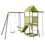 Aire de jeu portique en m�tal avec toboggan et bac a sable  sohane  - vert