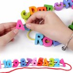 Alphabet abc chiffres puzzles en bois laage perles jeu education enfants jouet