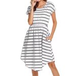 Altersummer care - robes rayes pour femmes enceintes, pyjamas multifonctionnels, robe d'allaitement ...