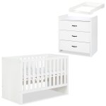 Amelia ensemble bébé commode a langer et lit evolutif 120x60 blanc Amelia ensemble bébé commode a langer et lit evolutif 120x60 blanc