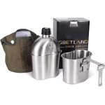 American military stainless steel water bottle 1l with 0. 5l quart cup pouch nylon us army camping quarter ...