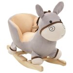 Ane a bascule avec dossier peluche 60 x 32 x 55 cm gris Ane a bascule avec dossier peluche 60 x 32 x 55 cm gris