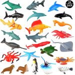 Animaux marins, pack 24 ensemble jouet animaux en plastique cynil min assortis, jouets r�alistes vie ...