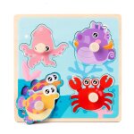 Animaux de l'ocan - puzzle 3d en bois pour bb, jouets educatifs, animaux de dessin anim, apprentissage ...