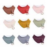 Anneau de dentition 100% coton pour bb, ensemble de 2 pices, pour oreilles de lapin, bavoirs, echarpe ...