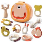 Anneau de dentition pour b�b� de 0, 3, 6, 9 ou 12 mois, 10 pi�ces, jouet a poign�e vibrante