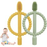 Anneau de dentition pour b�b�, brosses a dents en silicone pour b�b�, jouet dentition b�b� silicone, ...