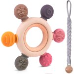 Anneau de dentition pour bb, jouets de dentition pour bb, jouets de dentition en silicone avec attache ...