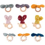Anneau de dentition en bois pour b�b�, 1 pi�ce, bracelet de dentition en coton, oreille de lapin sans ...