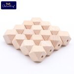 Anneau de dentition en bois pour bb, 30mm, 20 pices, perles hexagonales sans bpa, bijoux a faire soi ...
