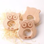 Anneau de dentition en bois pour bb, 5 pices, attache - sucette, chane, pendentif, hibou, chien, ...