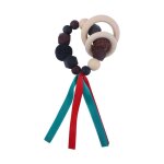 Anneau de dentition en bois pour b�b�, hochet, jouet a m�cher, bracelet en silicone sans bpa, perles ...