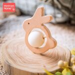 Anneau de dentition en bois pour b�b�, hochet musical sans bpa, perles en bois, pendentif sucette, en ...