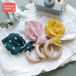 Anneau de dentition en bois pour b�b�, rongeur, cha�ne de sucette, pendentif, oreille de lapin en coton, ...