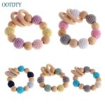 Anneau de dentition en bois de haute qualit� bracelet en bois pour b�b�, perles crochet, anneau de dentition, ...