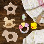 Anneau de dentition en bois de htre pour bb, jouet mignon, pendentif, support d'allaitement, bon cadeau, ...