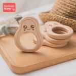 Anneau de dentition en bois de h�tre sans bpa pour b�b�, perle en bois d'avocat, pendentif de dentition, ...