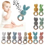 Anneau de dentition en bois tricot� en forme de cercle de lapin pour b�b�, nouveaut�, qualit� alimentaire, ...