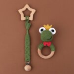 Anneau de dentition en htre pour bb, 3 pices / ensemble, attache - sucette en chane, crochet, grenouille, ...