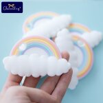Anneau de dentition en silicone pour bébé, qualité alimentaire, gel, arc - en - ciel Anneau de dentition en silicone pour bébé, qualité alimentaire, gel, arc - en - ciel