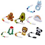 Anneau de dentition en silicone, perles en bois, arbre de nol, sans bpa, bricolage, collier, jouet, ...