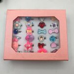 Anneau de doigt ajustable en fausse fleur pour enfant, 24 pices, bijou de fte, cadeau d'anniversaire ...