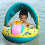 Anneau de natation pour enfants, si�ge de bateau gonflable avec klaxon, pare - soleil, jouet aquatique, ...