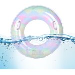 Anneau de natation, anneau flottant transparent, boue de bain bleue a sequins etoils, anneau de natation ...