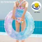 Anneau de natation gonflable transparent, 1 pi�ce, anneau de si�ge d'�t� en pvc epais avec gonfleur