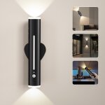Applique murale intrieure sans fil, lampe detecteur de mouvement rechargeable usb, mtal magnetique ...