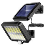 Applique murale solaire a 160led avec dtecteur de mouvement pir, impermable, luminaire dcoratif d'extrieur ...