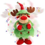 Arbre de nol qui danse et chante, 15'' renne peluche de nol avec musique et lumires ornements de nol ...
