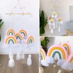 Arc - en - ciel suspendu tissage a la main, ornement nordique pour chambre de bb, dcor mural, hochet ...