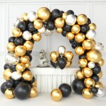 Arche ballon noir et or, 143 pices noir dor argent ballons anniversaire pour homme dcoration de fte ...