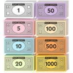 Argent fictif opoly - 520 pices de fausse argent pour jeux de socit - 65 de chaque billet en 8 coupures ...