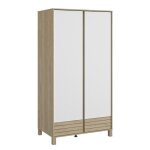 Armoire 2 portes achille ch�ne blond et blanc - galipette