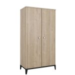 Armoire 2 portes marcel ch�ne blond noir - galipette