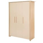 Armoire bb 3 portes battantes roba - momo - 1 tringle et 6 etagres - poignes en bois massif - beige ...