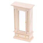 Armoire en bois a echelle 1 / 12 avec miroir, meuble de haute qualit� pour maison de poup�e