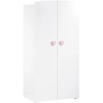 Armoire chambre bb 2 portes boutons coeur rose